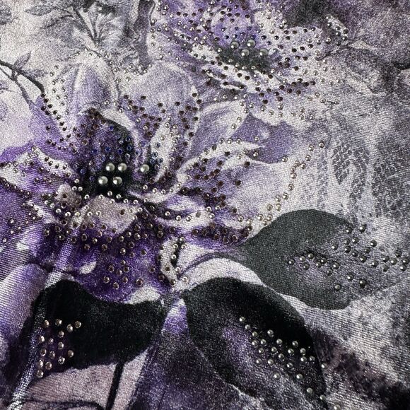 Level Eight Plus Purple Floral Velvet Top Sz 2X? Embellished Witchy Fairy Grunge - Picture 5 of 16